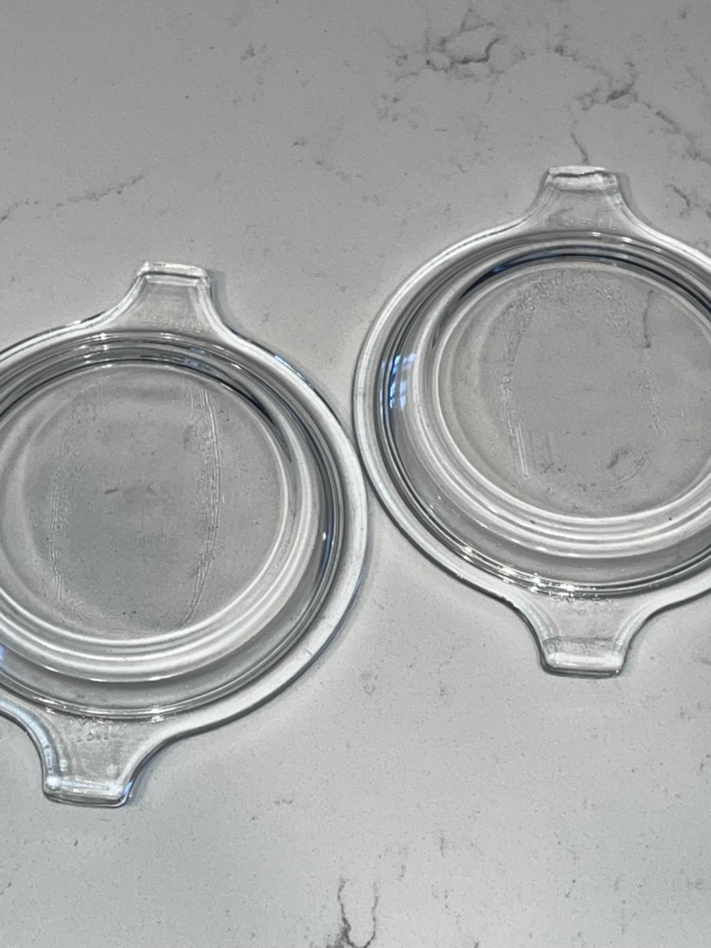 Pyrex clear glass casserole replacement lids tab handle #680-C Set of 2